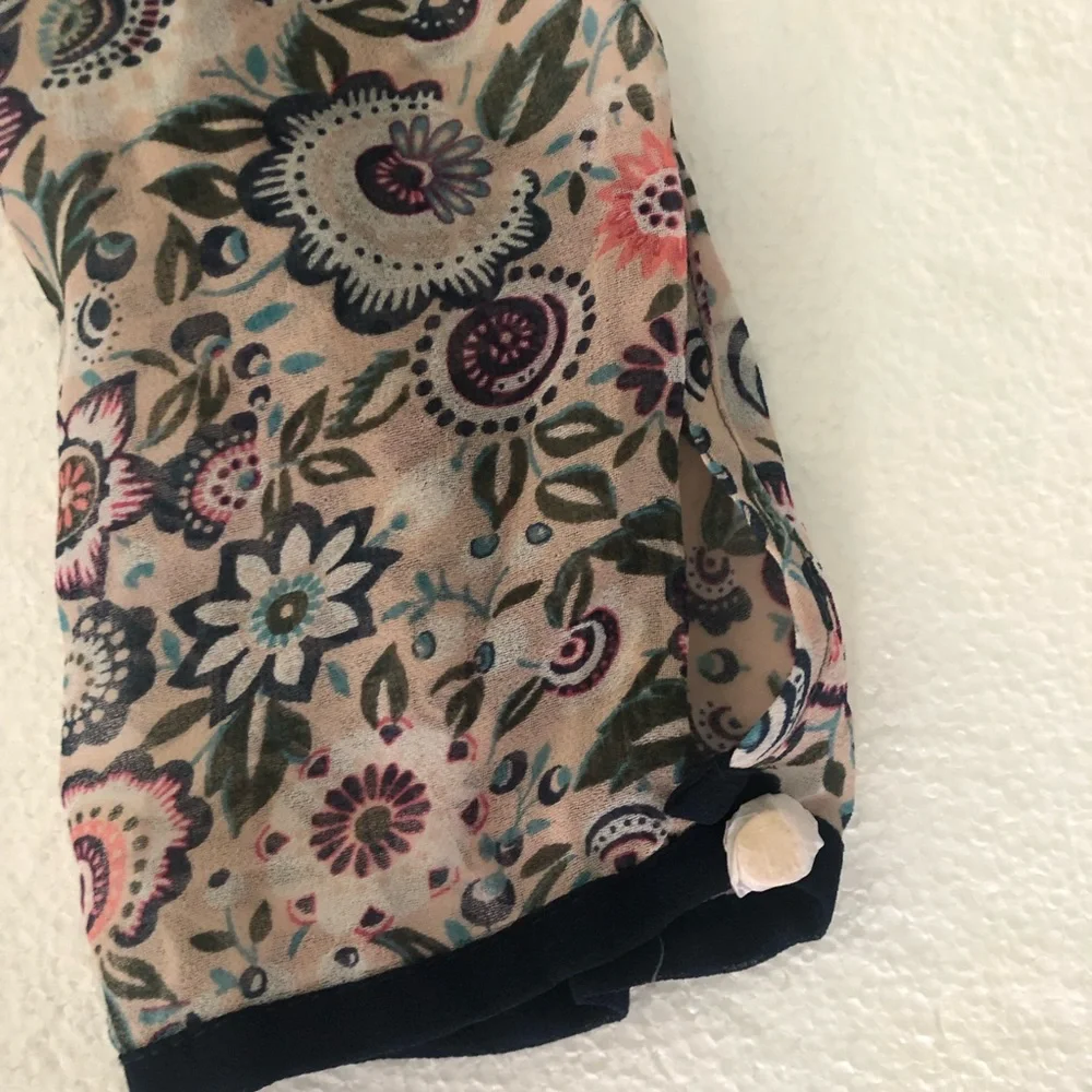 Juicy Couture NWOT pink green floral bohemian long sleeve mini dress - Picture 3 of 12